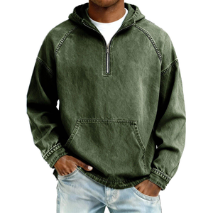 Sweat-shirt à capuche noir pour homme, 100% coton French Terry, coupe ample, décontracté, avec poche, pour l'automne - Product Image 3