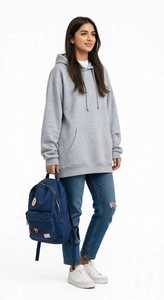 ONETEN APPARELS Women's Navy Blue <b>Cropped</b> Hoodie Wide Leg <b>Joggers</b> Set Full Sleeve Print Streetwear Tracksuit Loose Fit 2 1 100% - Product Image 3