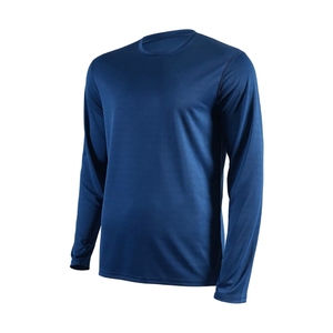 Men's Long Sleeve O-Neck T-<b>Shirt</b> Solid Color Quick Dry Knitted <b>100</b>% <b>Polyester</b> Breathable Casual Wear Regular Fit - Product Image 5