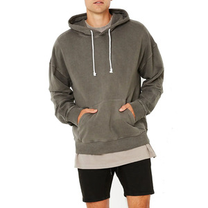 Men's Vintage Acid Washed Hoodie Heavyweight Cotton Distressed Sun Faded Oversized Streetwear Hoodie Custom Logo OEM - Product Image 3