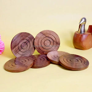 Sous-verres en bois à double tonalité avec incrustations |   Sous-verres faits à la main en bois mélangé |   Décoration écologique pour la maison et la cuisine, carrée, épaisseur 5 mm - Product Image 2