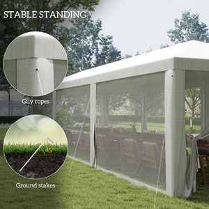 10FT X 28FT White Party <b>Tent</b> <b>Canopy</b> 8 Mesh Sidewalls Zipper Doors Outdoor Event Shelter Made Durable Polyester PVC Steel - Product Image 6