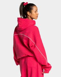 Custom Berry Red Leopard Print Oversized Contrast Pipping Women <b>Tracksuit</b> Pullover Contrast Lining Hoodie & Jogger For Women's - Product Image 4