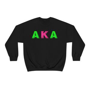 Sweat-shirt à col rond avec motif lettres noires, design vert et rose, en molleton de coton, à manches longues, style décontracté streetwear, vêtement de mode - Product Image 1