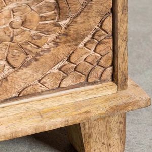 Carved Wood <b>Antique</b> Nightstand 2 Drawer End <b>Table</b> Traditional <b>Bedside</b> Cabinet for Hotel Apartment Bedroom Living Room - Product Image 4