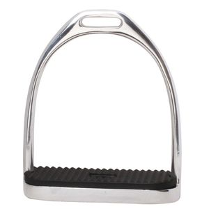 Estribos de Acero Inoxidable Plateado para Montar a Caballo con Superficie Antideslizante Negra - Product Image 1