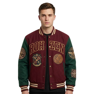 Chaqueta Varsity de Lana y Cuero para Hombre, Personalizada de Alta Calidad, Estilo Letterman, con Parches Bordados, Estilo Urbano - Product Image 4