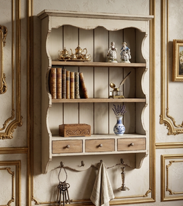 Étagère murale en bois massif Ardonar Premium, finition naturelle, avec crochets pour appartement et espace de vie - Product Image 3