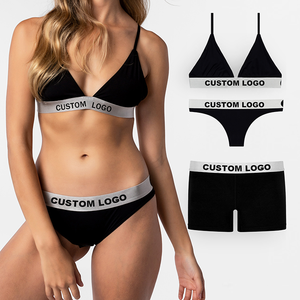 Nouvelle conception, logo personnalisé, ensemble soutien-gorge et culotte sexy grande taille pour femmes, dos nageur, maintien moyen, pour yoga et sport - Product Image 1