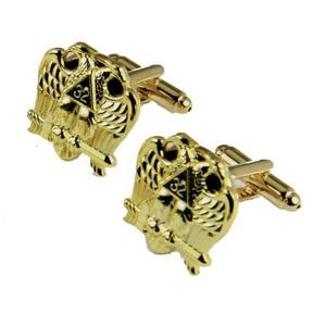 Regalia maçonniques - Boutons de manchette franc-maçon. Tons argentés avec émail noir, symbole maçonnique de carré et de compas découpé - Product Image 4