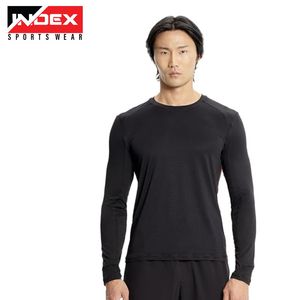 Index Men's White <b>Long</b> <b>Sleeve</b> Performance <b>Undershirt</b> Cotton Polyester Knitted Breathable Sportswear Top - Product Image 6