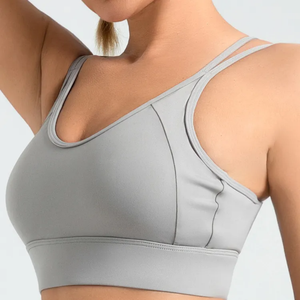 Soutien-gorge de sport côtelé sans couture de haute qualité pour femme, extensible dans quatre directions, léger, pour la gym, le fitness et l'entraînement - Product Image 1