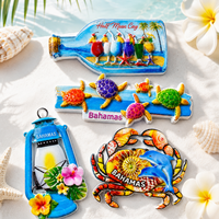 Fournisseur direct du fabricant, aimants de réfrigérateur en résine 3D personnalisés des Bahamas avec accents décoratifs, cadeaux souvenirs en gros