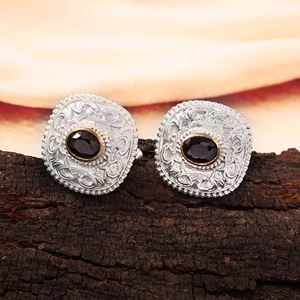 Boutons de manchette en spinelle noire naturelle, argent allemand, pierres précieuses de luxe, cadeau de mariage personnalisé pour homme, bijoux formels, Noël - Product Image 6
