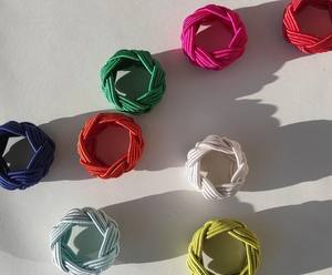 Anneaux de serviette en nœud noir, corde en coton, décoration de table de mariage - Product Image 1