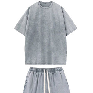 Conjunto Deportivo Informal de Dos Piezas con Estampado Personalizado para Hombre, Camiseta y Pantalones Cortos de Algodón Suave para Verano - Product Image 1