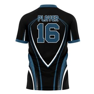 เสื้อฟุตบอลทีมสีดำและสีฟ้าอ่อน ทรงสวมใส่สบายสำหรับนักเตะในการฝึกซ้อมและการแข่งขัน - Product Image 2
