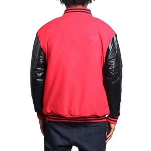 Blouson universitaire rouge et noir à manches contrastées, style baseball, en mélange de laine, pour homme - Product Image 2