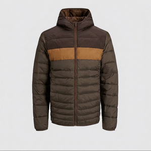 Chaqueta Acolchada de Invierno para Hombre, Corte Regular, Alta Calidad, con Capucha, Cierre de Cremallera, Impermeable, Ecológica, Resistente al Viento, Color Sólido - Product Image 3