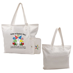 Sacs fourre-tout blancs imperméables Masonic Eastern Star avec broderie et fermeture éclair, fabrication OEM ODM sur mesure - Product Image 1