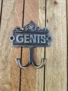 Heavy Duty Rustic Metal Gents Sign <b>Wall</b> Mounted Double Hook Vintage Industrial Style Coat <b>Hanger</b> for Mudroom Office Hotel - Product Image 2
