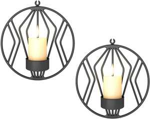 Support mural géométrique en fer pour bougies, chandelier moderne en métal pour la décoration intérieure du salon et des fêtes de mariage - Product Image 1