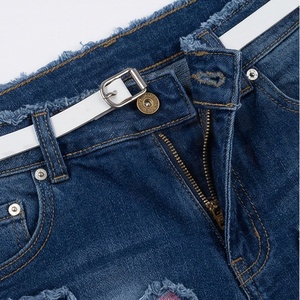 Shorts en jean stretch slim pour femme, déchirés avec franges, tenue décontractée d'été, streetwear tendance et chic - Product Image 4