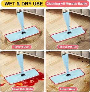 Mopa Plana Profesional de Microfibra de Alta Calidad con Mango de Acero Inoxidable, 4 Almohadillas Reutilizables y Lavables, Autoescurrible, Multifuncional - Product Image 6