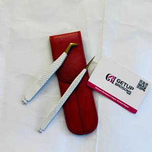 GETUP BROSONS IMPEX GBI-EET-4404234h แหนบต่อขนตาแบบปลายตรง สีขาว ปลายไฟเบอร์สีทอง สแตนเลสสตีล เรียบเนียน - Product Image 1