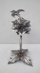Wrought iron door handle featuring an exquisite floral design and a painted finish – a decorative accent for gates or doors. - Product Image 2