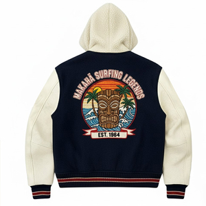 Veste de baseball universitaire personnalisée à capuche imperméable pour l'hiver, style streetwear, veste universitaire en laine pour garçons - Product Image 2
