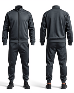 Men Sporty <b>Tracksuit</b> Set Black Full Sleeve Zipper Front Color Blocking Design With Side Pockets Autumn Wear - Product Image 3