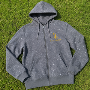 Sweat à capuche zippé gris pour homme avec imprimé étoiles, style strass personnalisé, sweat-shirt à capuche entièrement zippé, streetwear décontracté, mode, OEM - Product Image 6