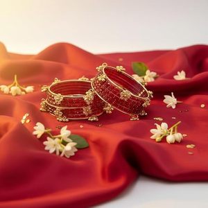 High Quality <b>Gold</b> Plated Kashmiri Jhumki Shining Ghungroo <b>Bangles</b> Wedding Party Wear Premium Wholesale Price - Product Image 5