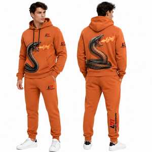 Pantalon de survêtement en coton orange pour homme, couleur unie, fermeture à cordon, décontracté, longueur intégrale, coupe régulière, poches latérales, hiver, respirant - Product Image 1