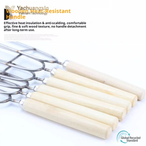 Pinchos para barbacoa de acero inoxidable con mango de madera, tenedor para alitas de pollo, mango de madera grueso y resistente, para camping y barbacoa al aire libre - Product Image 2