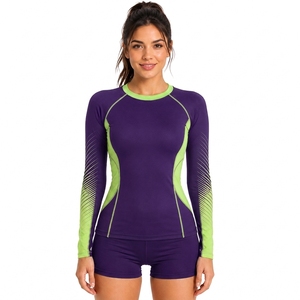 New Arrival Women Sublimated Long Sleeve Rash Guard Quick Dry Weight Lifting Moisture Wicking - Product Image 1