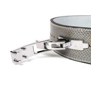 Cinturón de Cuero para Levantamiento de Pesas con Cierre de Hebilla, Soporte Lumbar Unisex, Ajustable, Superficie Texturizada Gris - Product Image 3