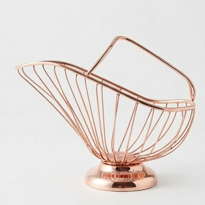 Elegante Decoración de Mesa, Utensilios de Cocina, Cesta de Frutas de Alambre Metálico Color Oro Rosa, Tazón de Almacenamiento Geométrico - Product Image 3