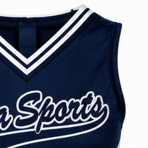 Navy Blue Cheer Shirt Sleeveless Sports Team Uniform Top Performance Training Cheerleading Athletic Wear Competition Clothing - Product Image 4