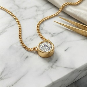 Collier solitaire serti de pierres rondes brillantes de 0,25 carat. - Product Image 3