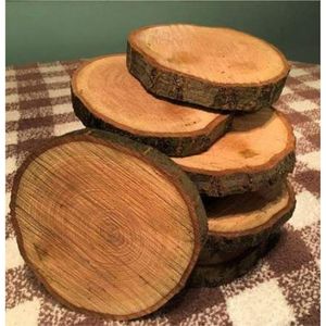 Eco Friendly Wood Slice Coasters Bark Natural Tree Log Cup Mat Wholesale Luxury Wooden Heat Resistant Drink Coaster Set <b>Table</b> - Product Image 1