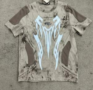 Custom High Quality Vintage Acid Wash <b>Spray</b> Dirty Design Oversized T-shirt DTG Printing Distressed Streetwear for Men - Product Image 1