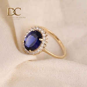 Anillo de Oro Sólido de 14 Quilates de Lujo con Diamante Cultivado en Laboratorio y Zafiro Azul Real, Joyería Fina para Mujer, Fabricante de Joyas de Boda - Product Image 3
