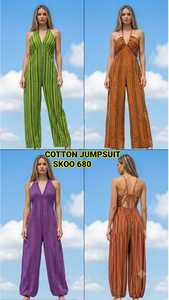 Nouvelle combinaison vintage en coton pour femme, respirante, écologique, coupe classique, décontractée, taille haute, longueur ras du sol, idéale pour l'été - Product Image 6