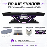 Table de billard de luxe BOJUE Shadow Tournament Standard 9FT American 9 Ball avec coussin en caoutchouc Andy Premier 12V LED et ardoise en acier de 30 mm