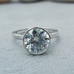 Shape LAB Grown 2.0 CT Engagement Wedding Ring 925 <b>Silver</b> <b>Solid</b> Gold VVS Moissanite Diamond GIA Certified Fine Jewelry Bezel - Product Image 1