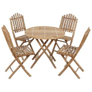 Conjunto de Comedor para Exterior de Bambú Natural y Poliéster en Color Crema para Muebles de Patio - Product Image 2