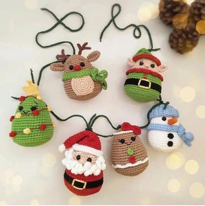 Set de Muñecos Amigurumi de Ganchillo para Navidad, Modelo Educativo a Escala 1:4, Santa, Reno, Muñeco de Nieve, Árbol, Elfo, de Algodón, Unisex - Product Image 1
