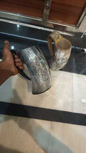 Taza para beber con cuerno de búfalo pulido vikingo de 500ml, mayorista indio, artesanía con estilo Animal para disfrutar de tu bebida favorita - Product Image 5